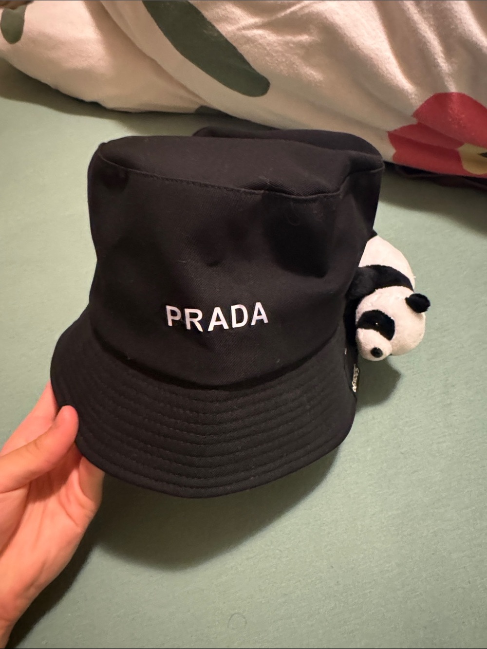 Prada Black Kids Logo Bucket Hat